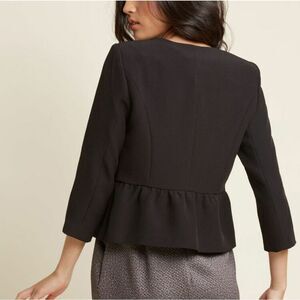 Modcloth Black Cropped Button Up Peplum Blazer Jacket